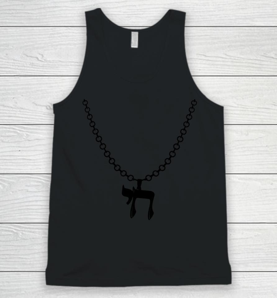 Shloime Zionce Wearing Chai Chain Tee Candle And Strap Shop Chai Chain Unisex Tank Top
