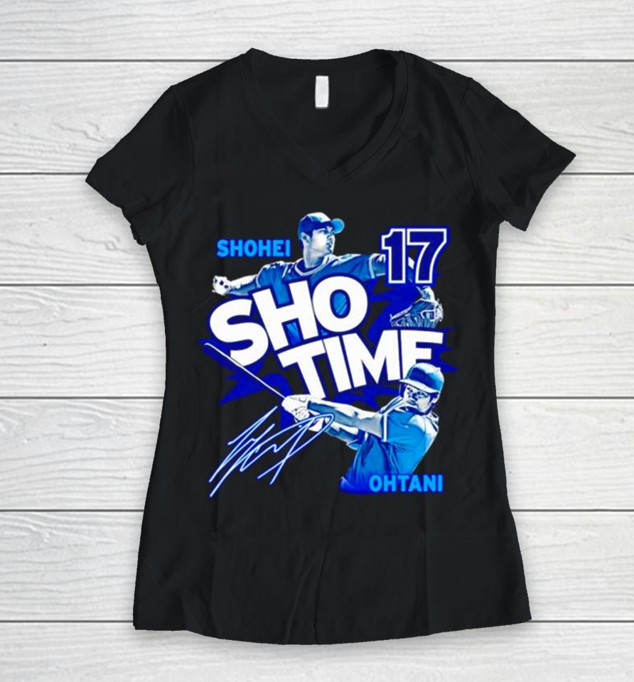 Sho Time 17 Shohei Ohtani Los Angeles Dodgers Baseball Women V-Neck T-Shirt