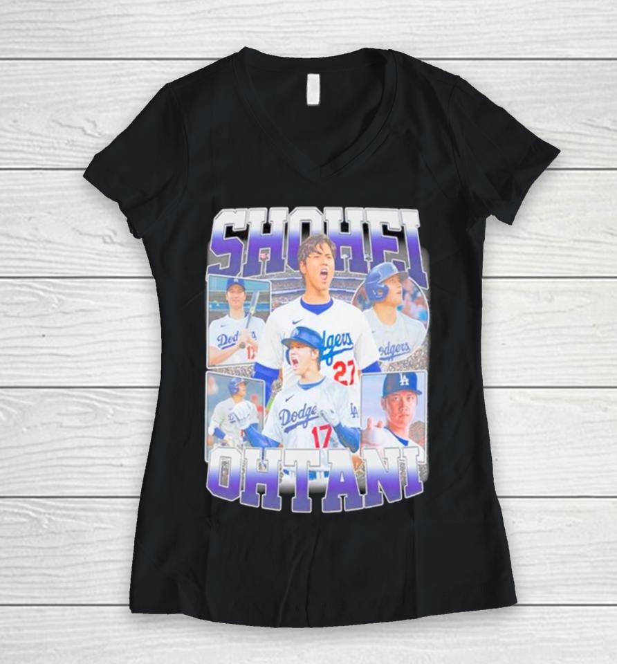Shohei Ohtani Baseball Player Los Angeles Dodgers Women V-Neck T-Shirt