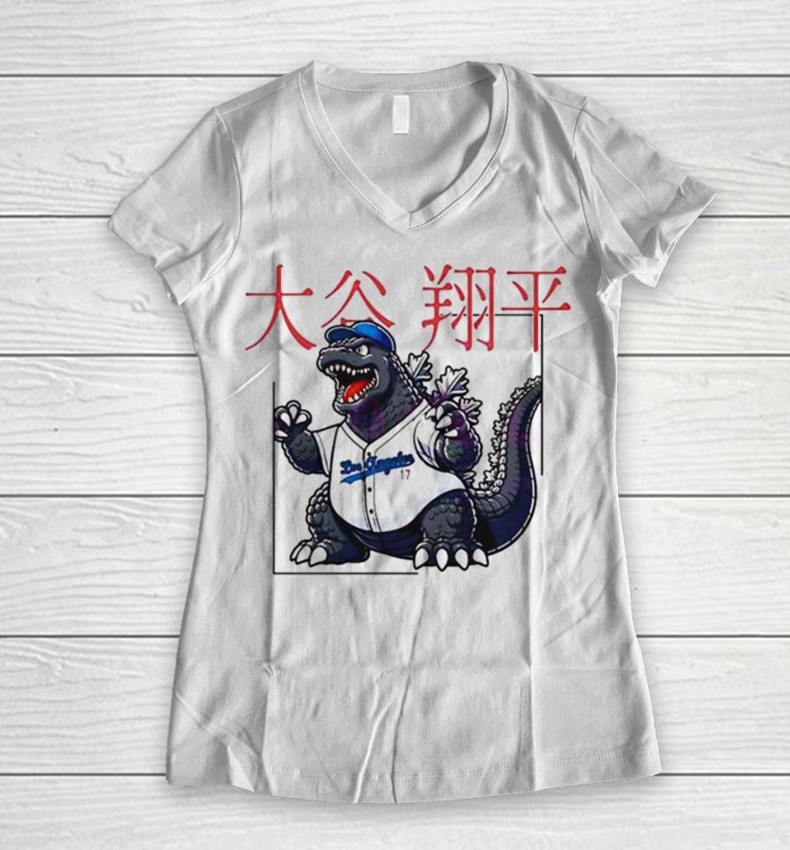 Shohei Ohtani Godzilla Women V-Neck T-Shirt