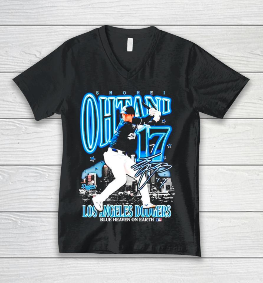 Shohei Ohtani Los Angeles Dodgers Blue Heaven On Earth Unisex V-Neck T-Shirt