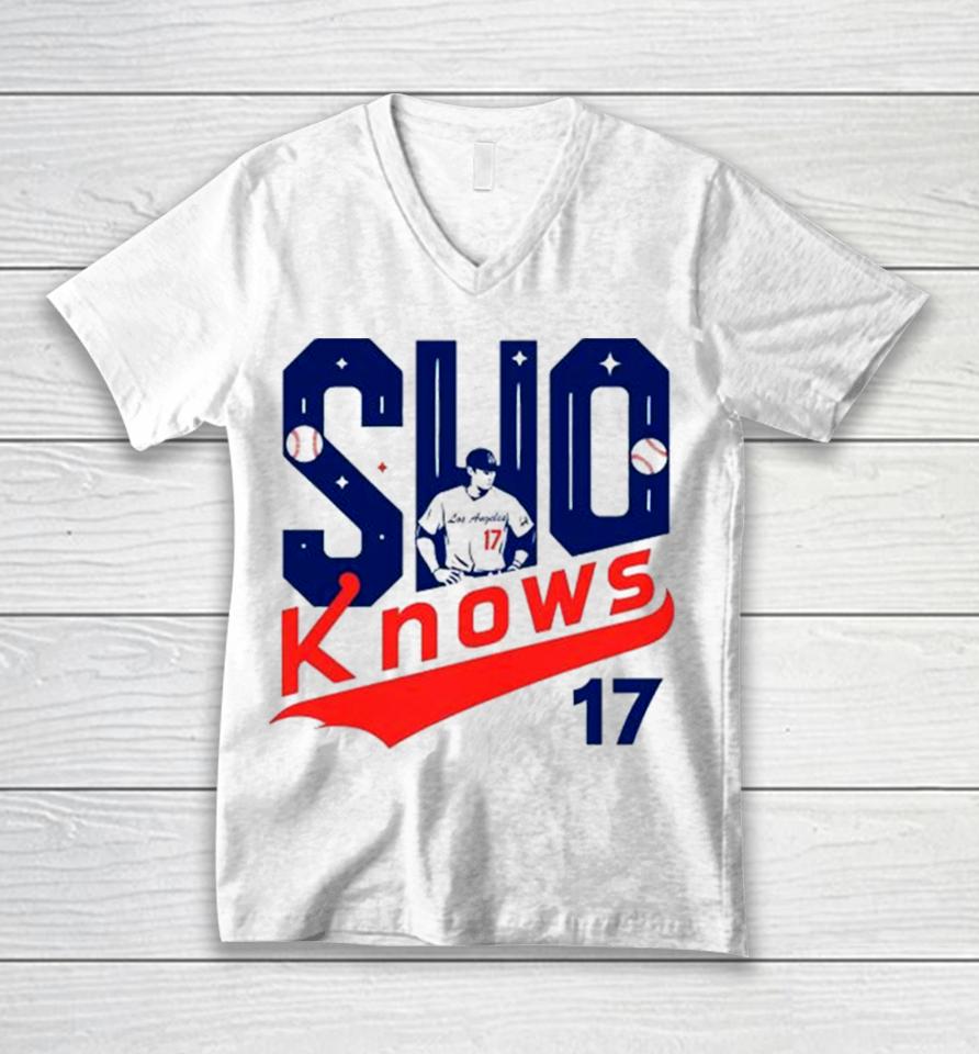 Shohei Ohtani Player Los Angeles Sho Knows 17 Baseball Unisex V-Neck T-Shirt