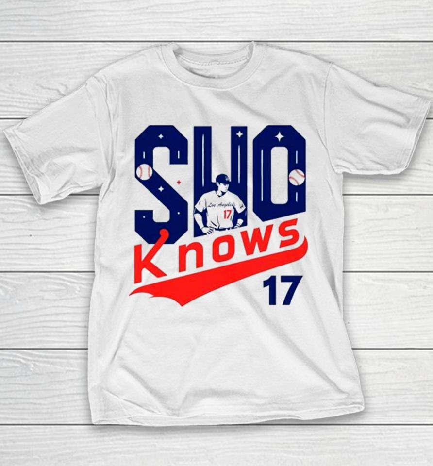 Shohei Ohtani Player Los Angeles Sho Knows 17 Baseball Youth T-Shirt