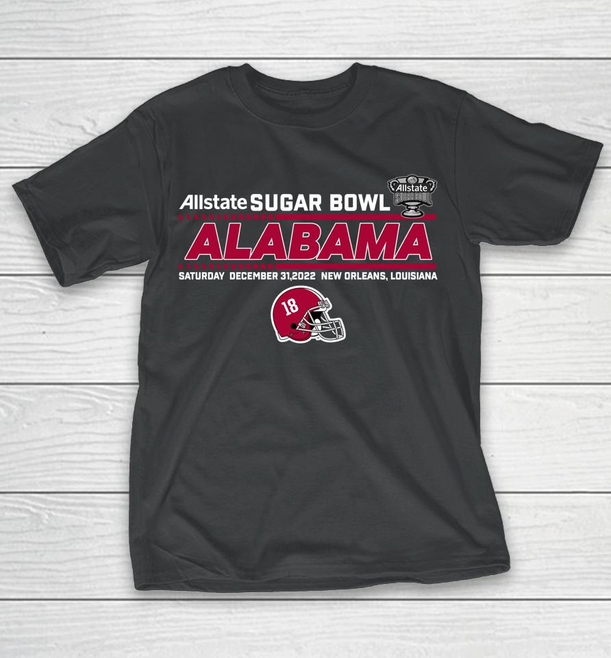 Shop Allstate Sugar Bowl 2022 Alabama Team Helmet Fleece T-Shirt