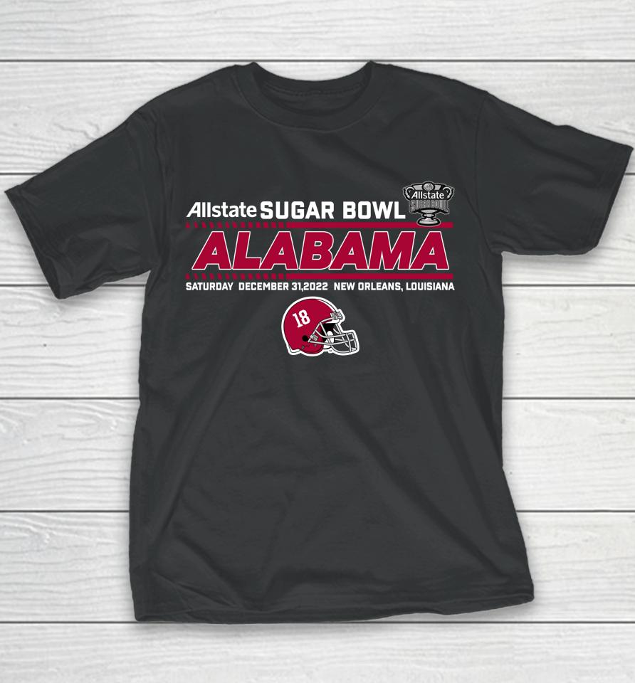 Shop Allstate Sugar Bowl 2022 Alabama Team Helmet Fleece Youth T-Shirt