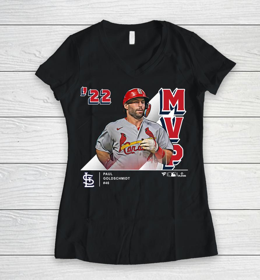 Shop Fanatics Branded Official St Louis Cardinals Paul Goldschmidt Red 2022 Nl Mvp Women V-Neck T-Shirt