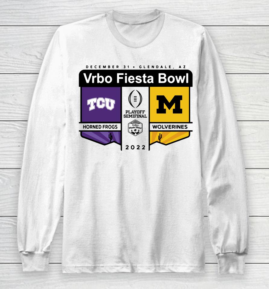 Shop Fiesta Bowl Tcu Vs Michigan Vrbo Fiesta Bowl Matchup Long Sleeve T-Shirt