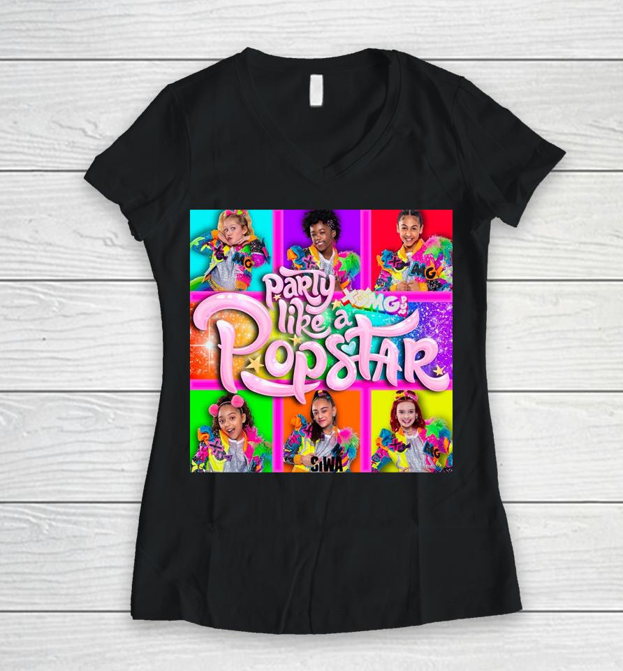 Shop Jojo Siwa Party Like A Pop Star Women V-Neck T-Shirt