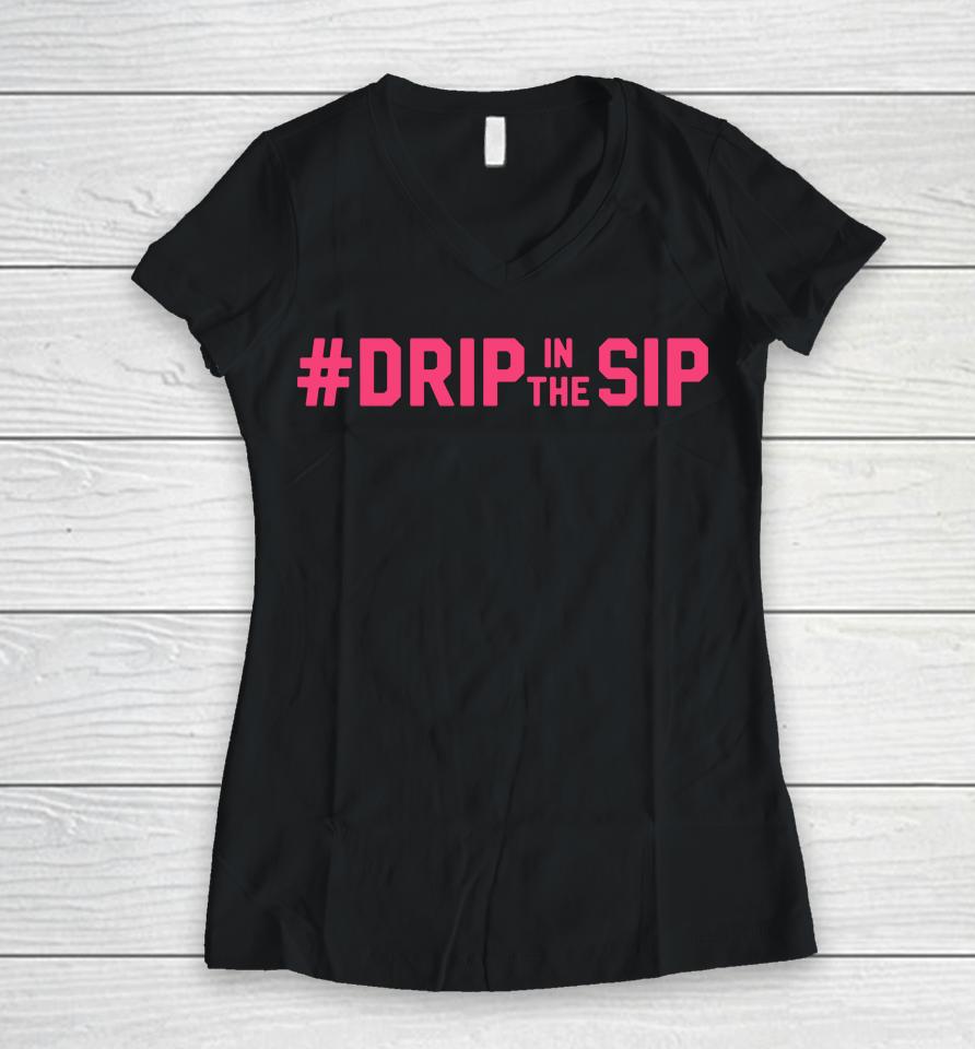 Shop Lane Kiffin Drip In The Sip Ole Miss Football Women V-Neck T-Shirt