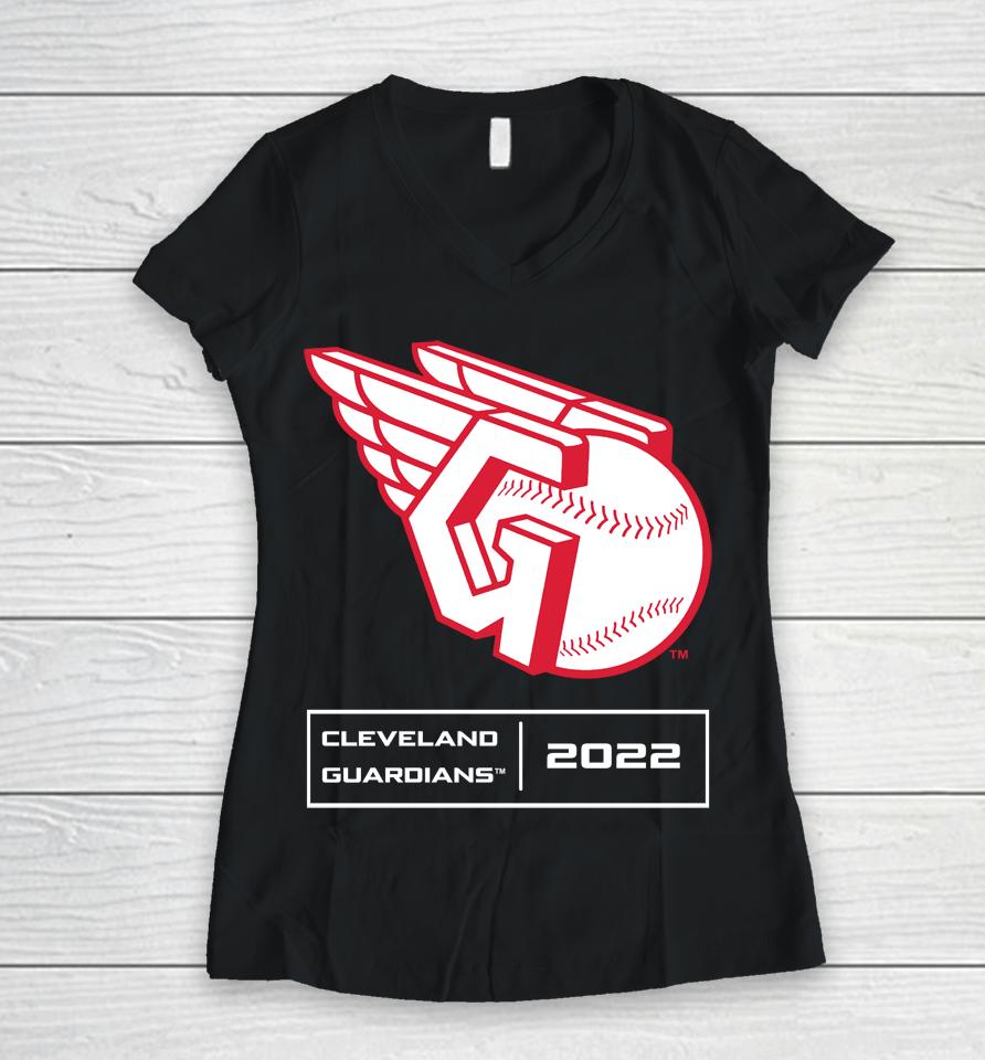 Shop Men's Cleveland Guardians Anthracite Season Pattern Women V-Neck T-Shirt