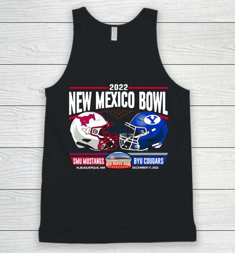 Shop New Mexico Bowl Smu Mustangs Vs Byu Cougars Helmets Unisex Tank Top