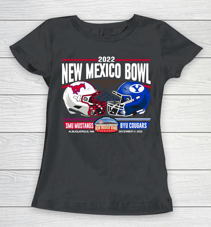 Shop New Mexico Bowl Smu Mustangs Vs Byu Cougars Helmets Women T-Shirt