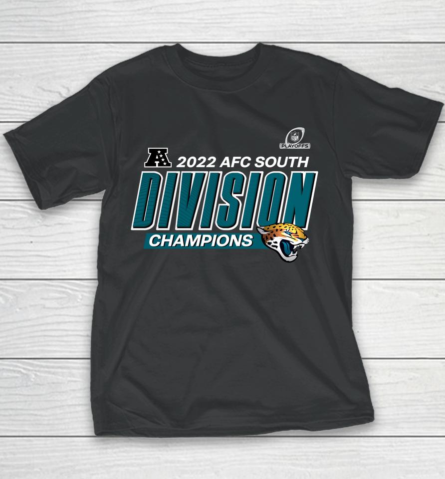Shop Nfl Jacksonville Jaguars 2022 Afc South Division Champions Divide And Conquer Big And Tall Youth T-Shirt