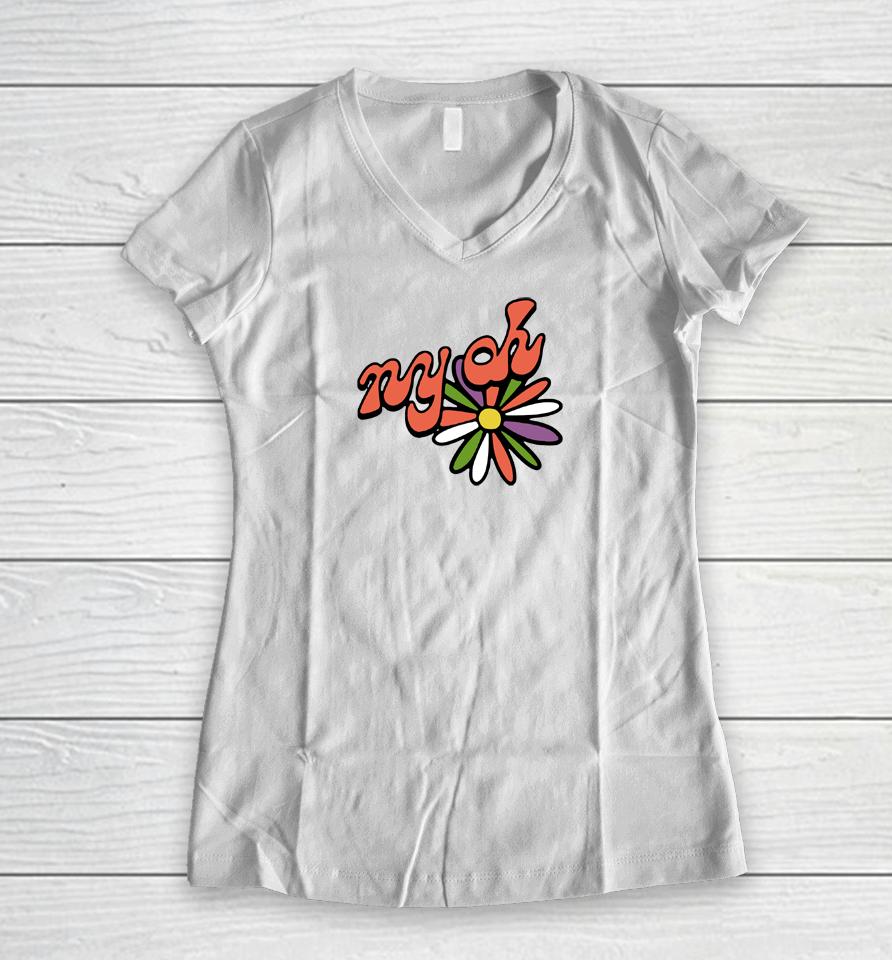 Shop Ny Oh Short Embroidered 2023 Women V-Neck T-Shirt