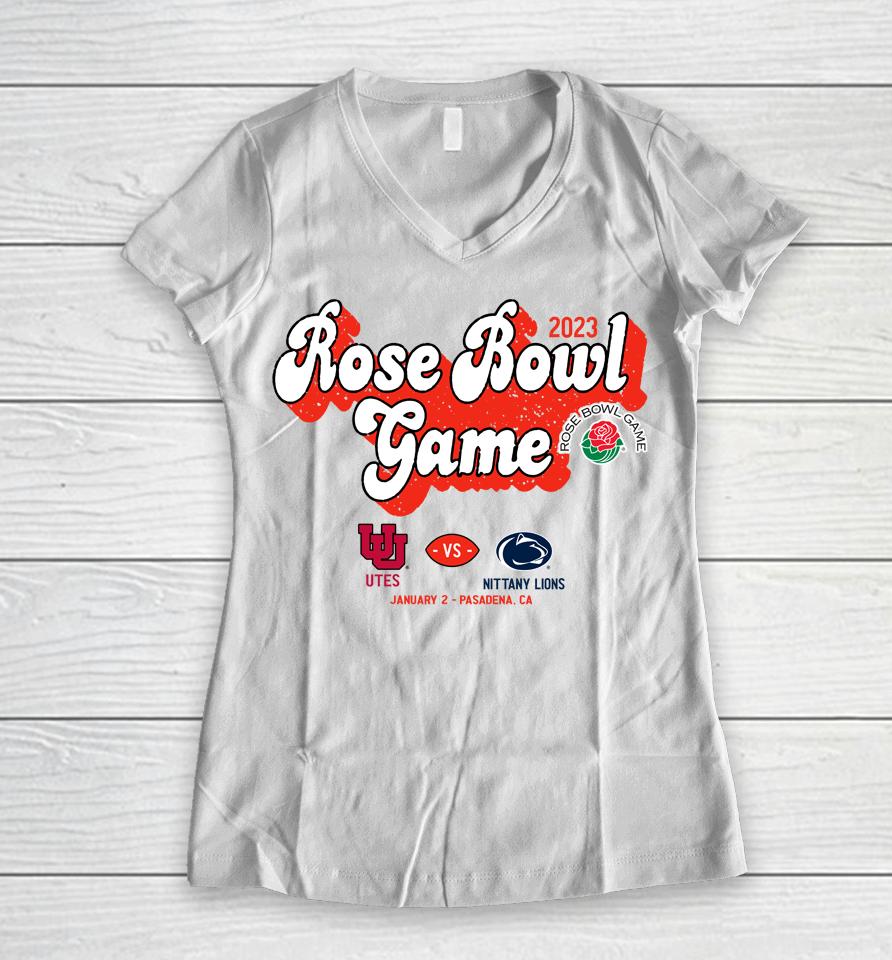 Shop Rose Bowl Game Utah Vs Penn State Women V-Neck T-Shirt