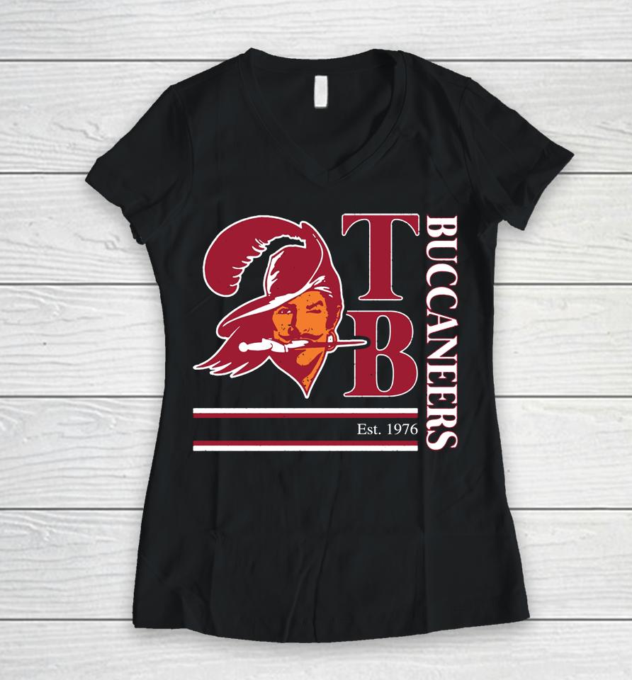 Shop Tampa Bay Buccaneers Wordmark Logo Women V-Neck T-Shirt