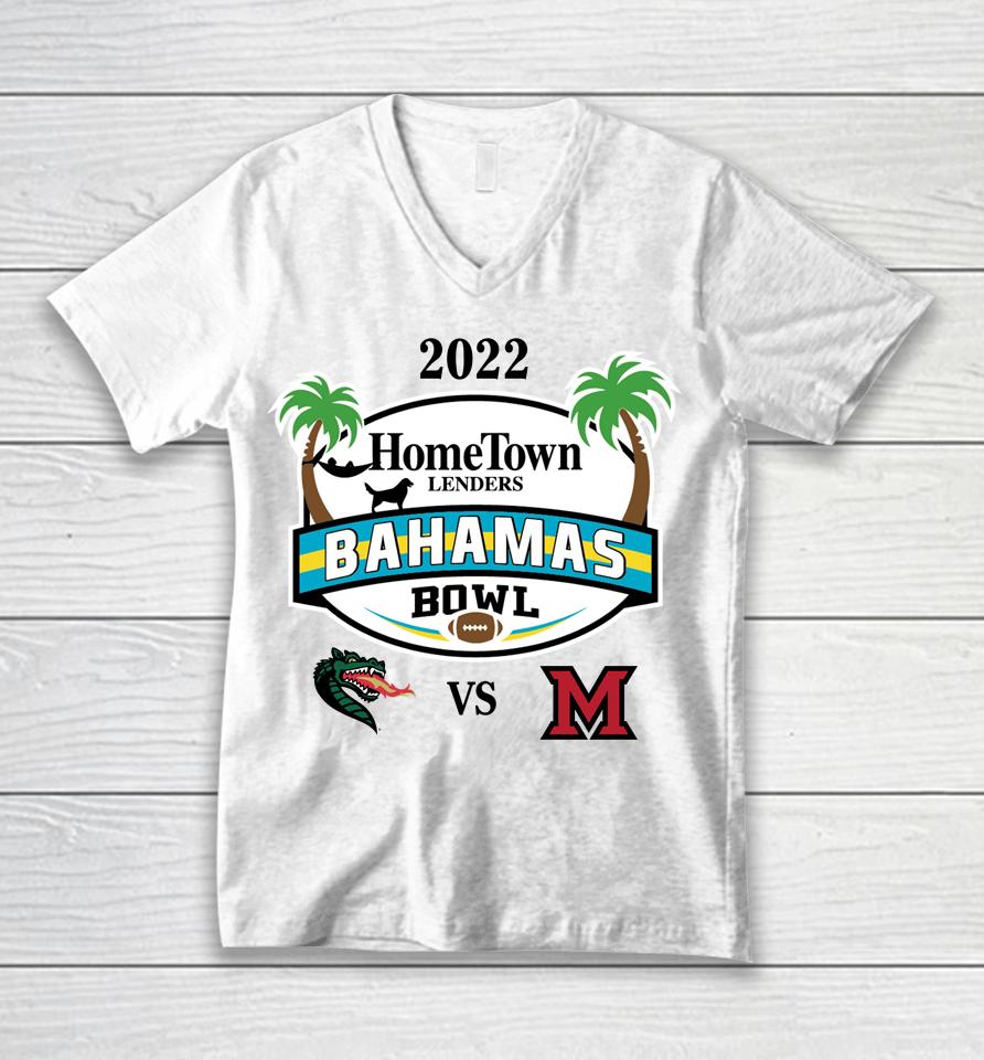 Shop Uab Vs Miami Ohio 2022 Bahamas Bowl Unisex V-Neck T-Shirt