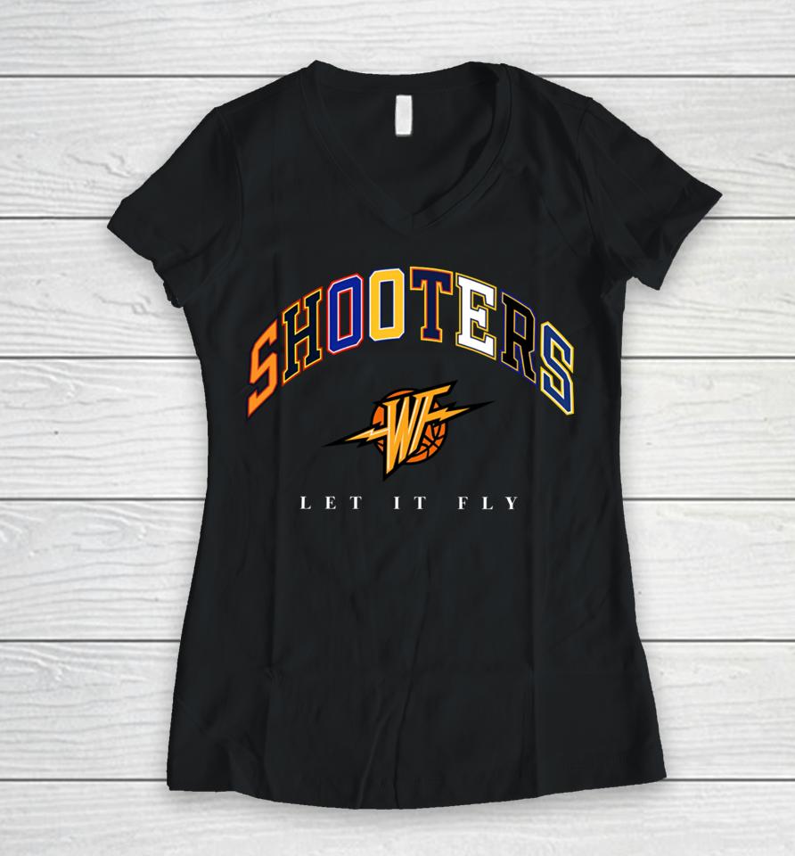 Shop Warriors Talk Store Shooters Let It Fly Women V-Neck T-Shirt
