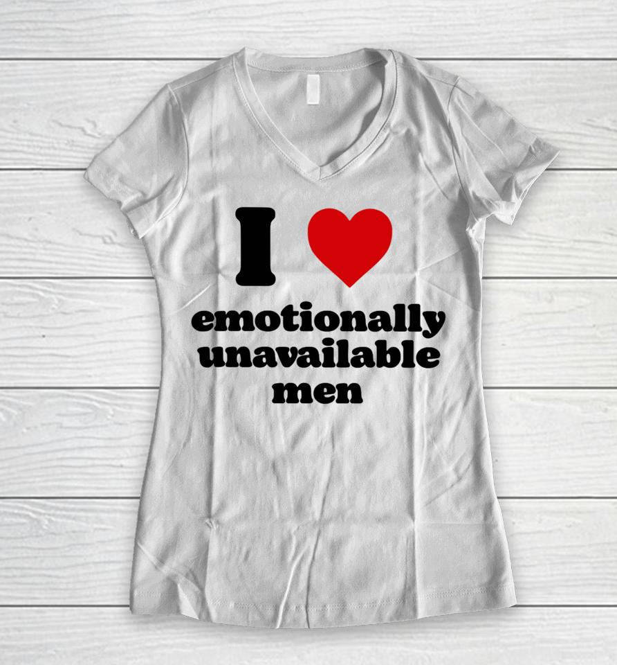 Shopellesong I Heart Emotionally Unavailable Men Women V-Neck T-Shirt