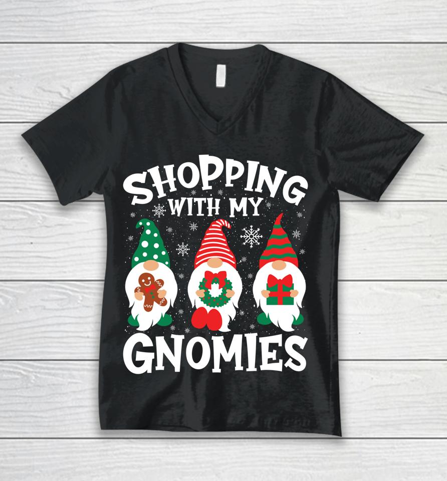 Shopping With My Gnomies Hanging Out Funny Christmas Family Unisex V-Neck T-Shirt