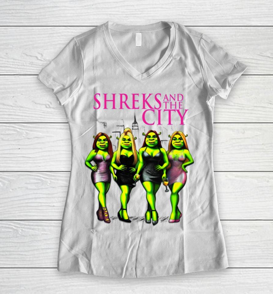 Shrek And The City Women V-Neck T-Shirt