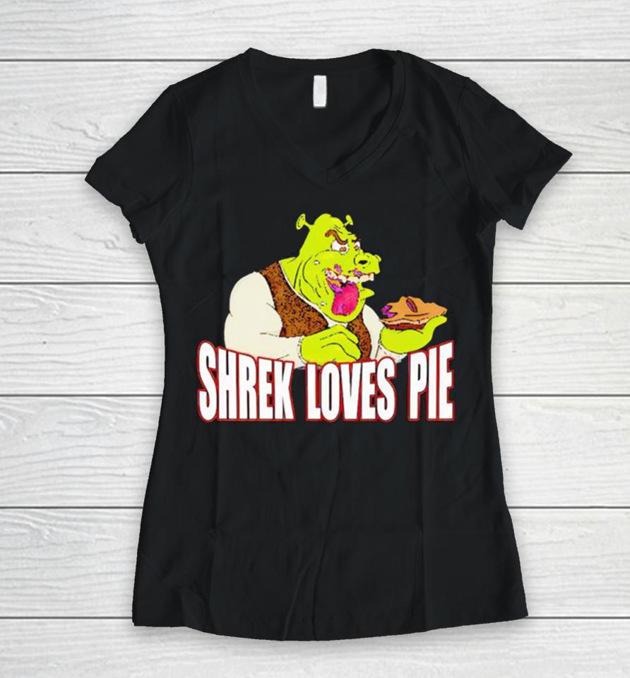 Shrek Loves Pie Women V-Neck T-Shirt