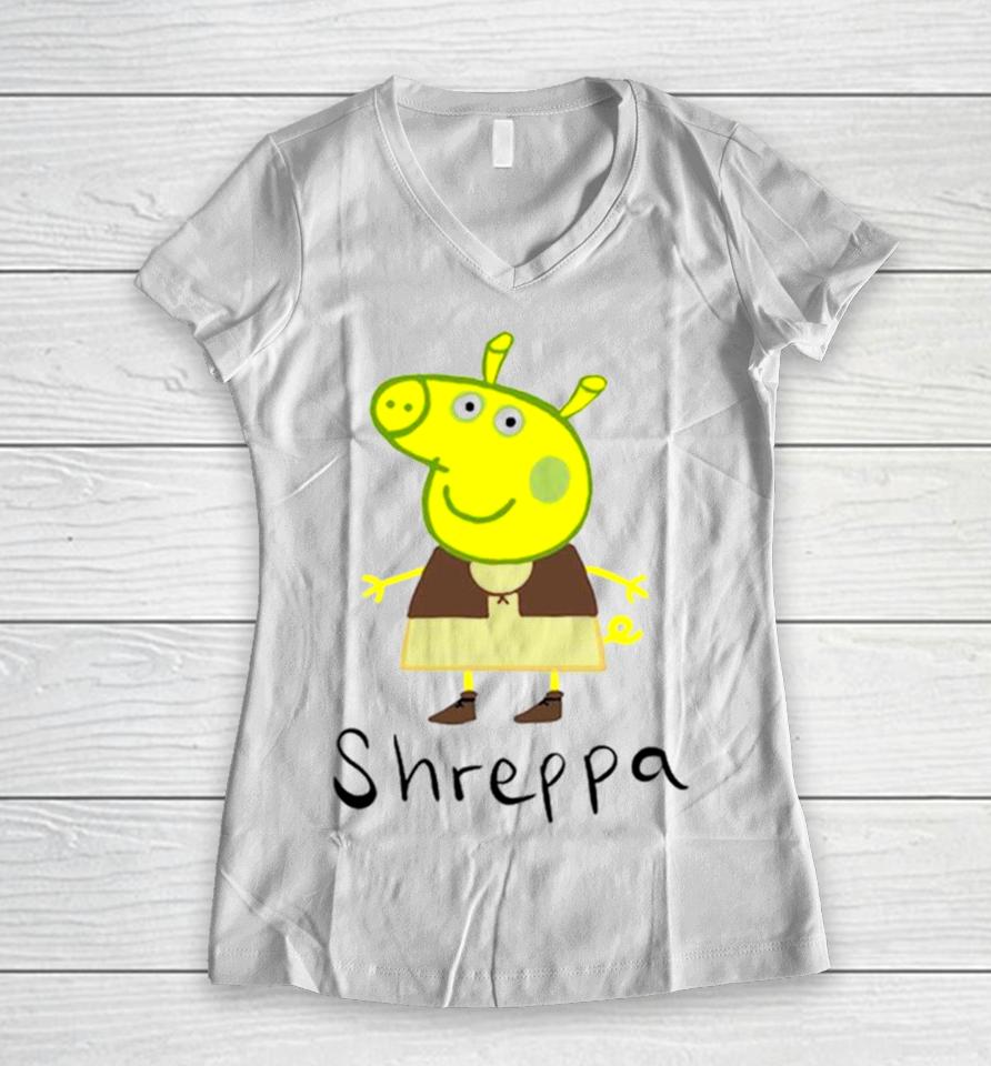 Shreppa Peppa Pig Shrek Women V-Neck T-Shirt