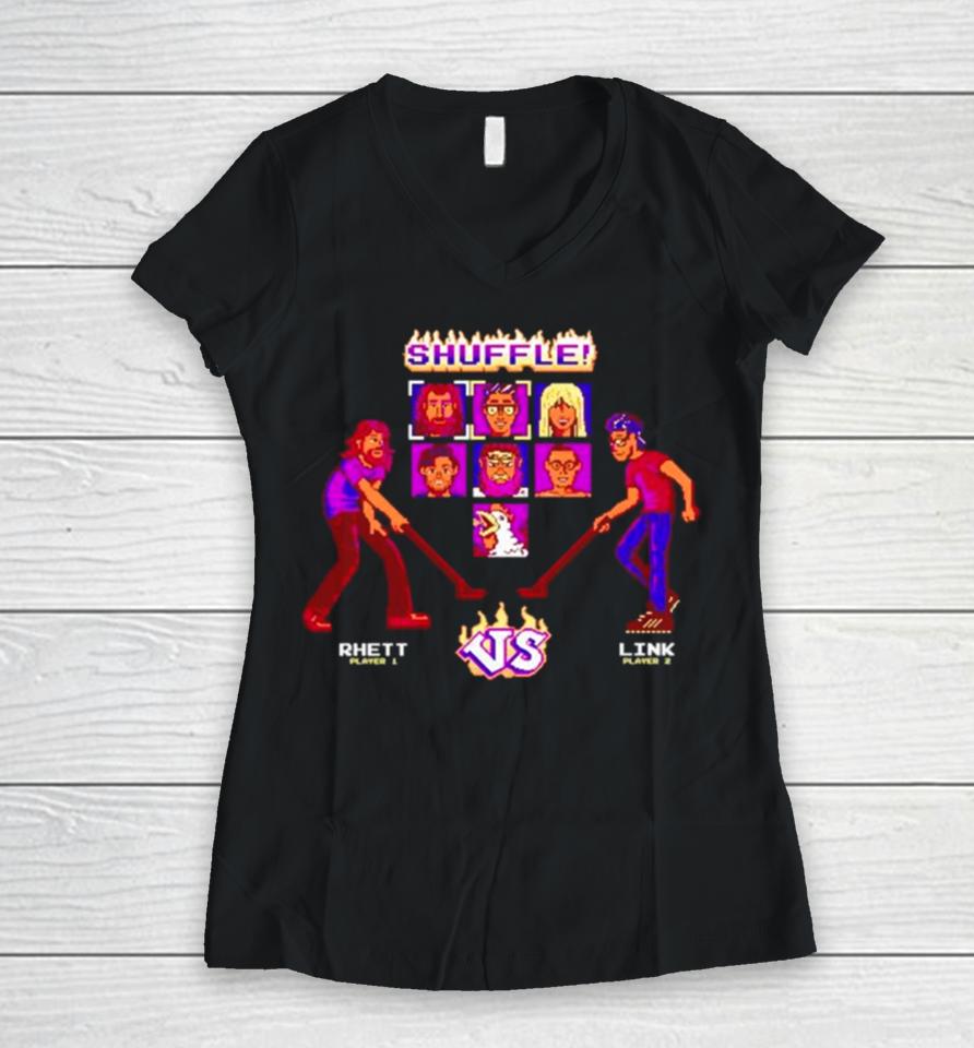 Shuffleboard Arcade Women V-Neck T-Shirt