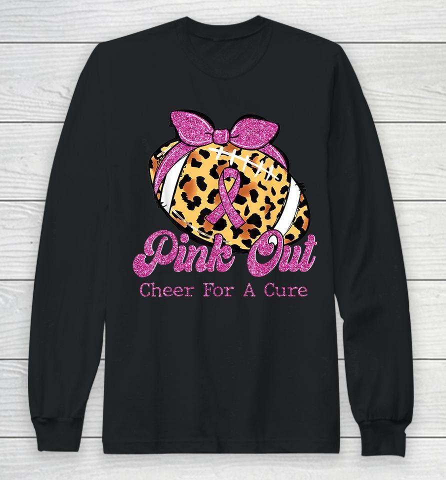 Silhouette Pink Out Cheer For A Cure Breast Cancer Awareness Long Sleeve T-Shirt