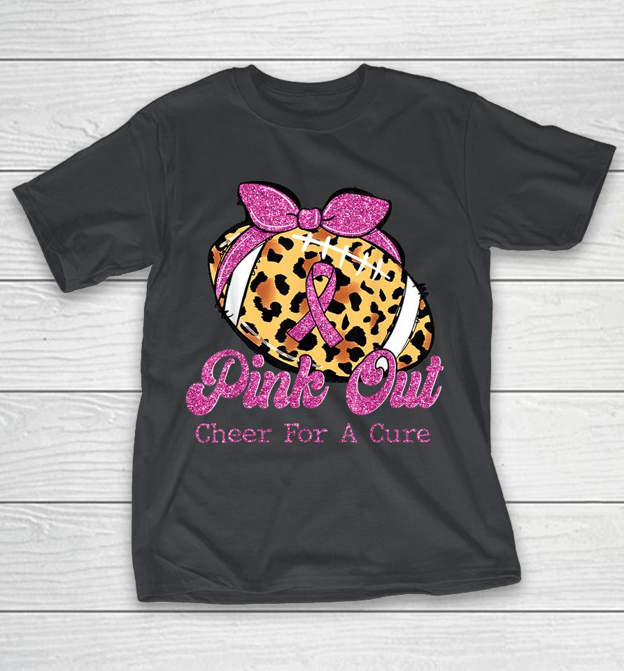 Silhouette Pink Out Cheer For A Cure Breast Cancer Awareness T-Shirt