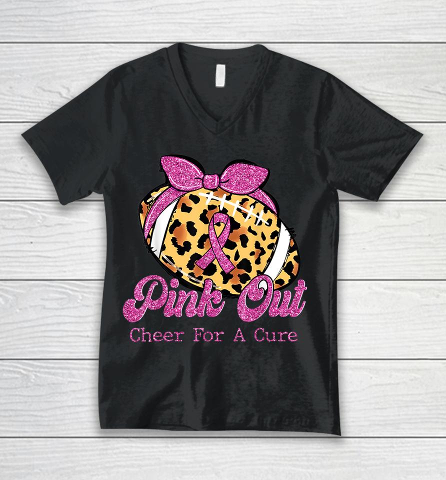 Silhouette Pink Out Cheer For A Cure Breast Cancer Awareness Unisex V-Neck T-Shirt