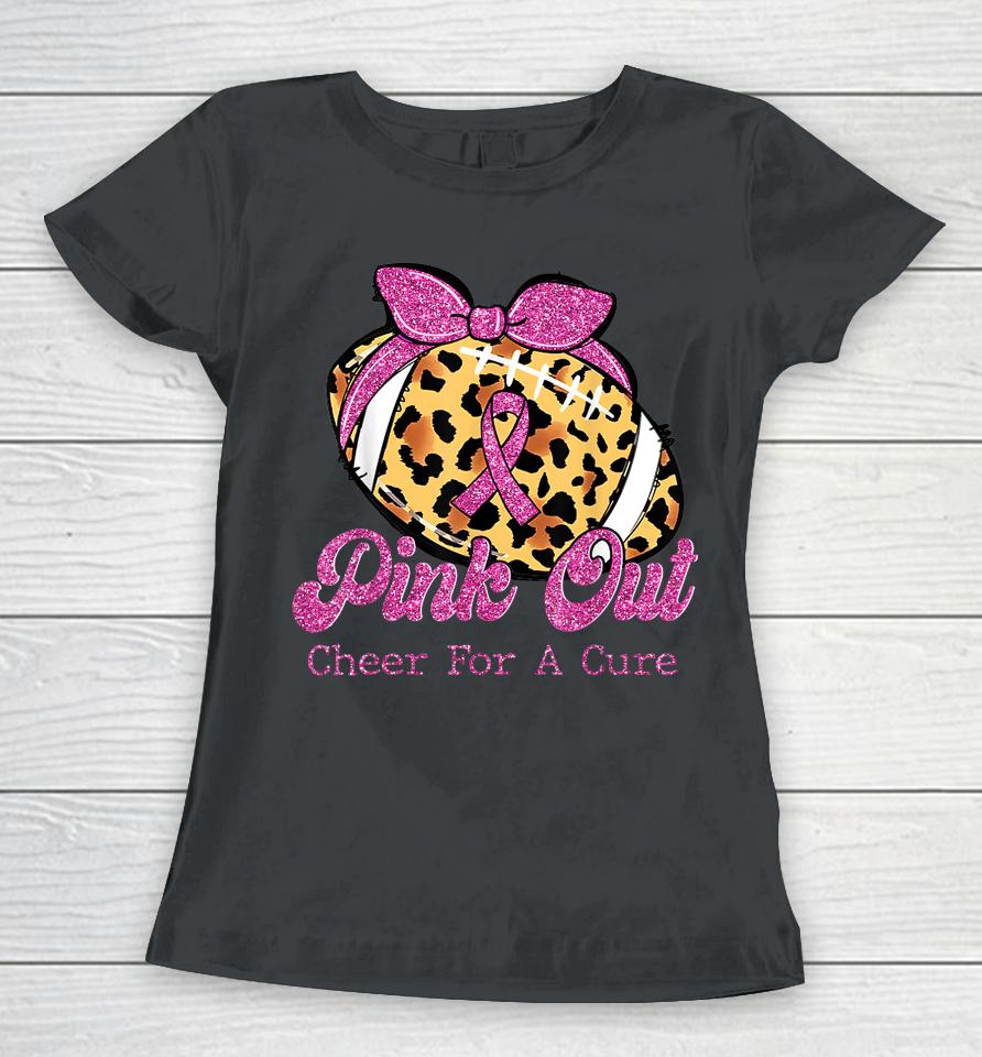 Silhouette Pink Out Cheer For A Cure Breast Cancer Awareness Women T-Shirt