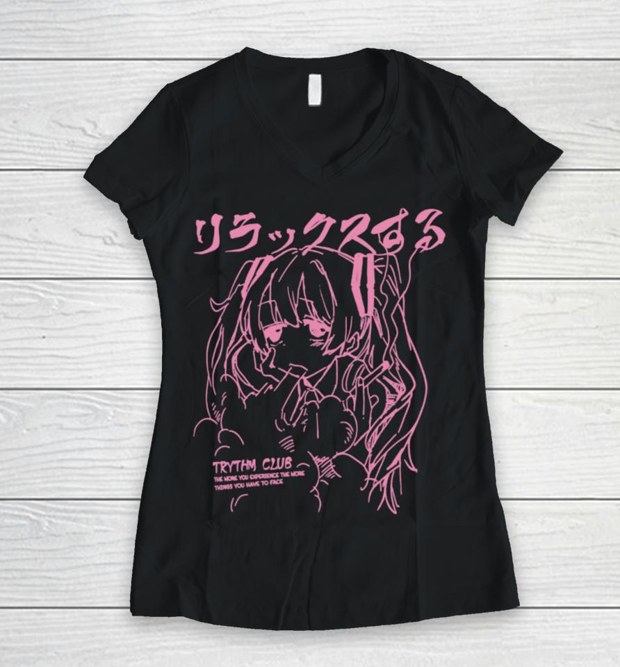Simba975 Harajuku Trythm Club The More You Experience The More Things You Have To Face Women V-Neck T-Shirt