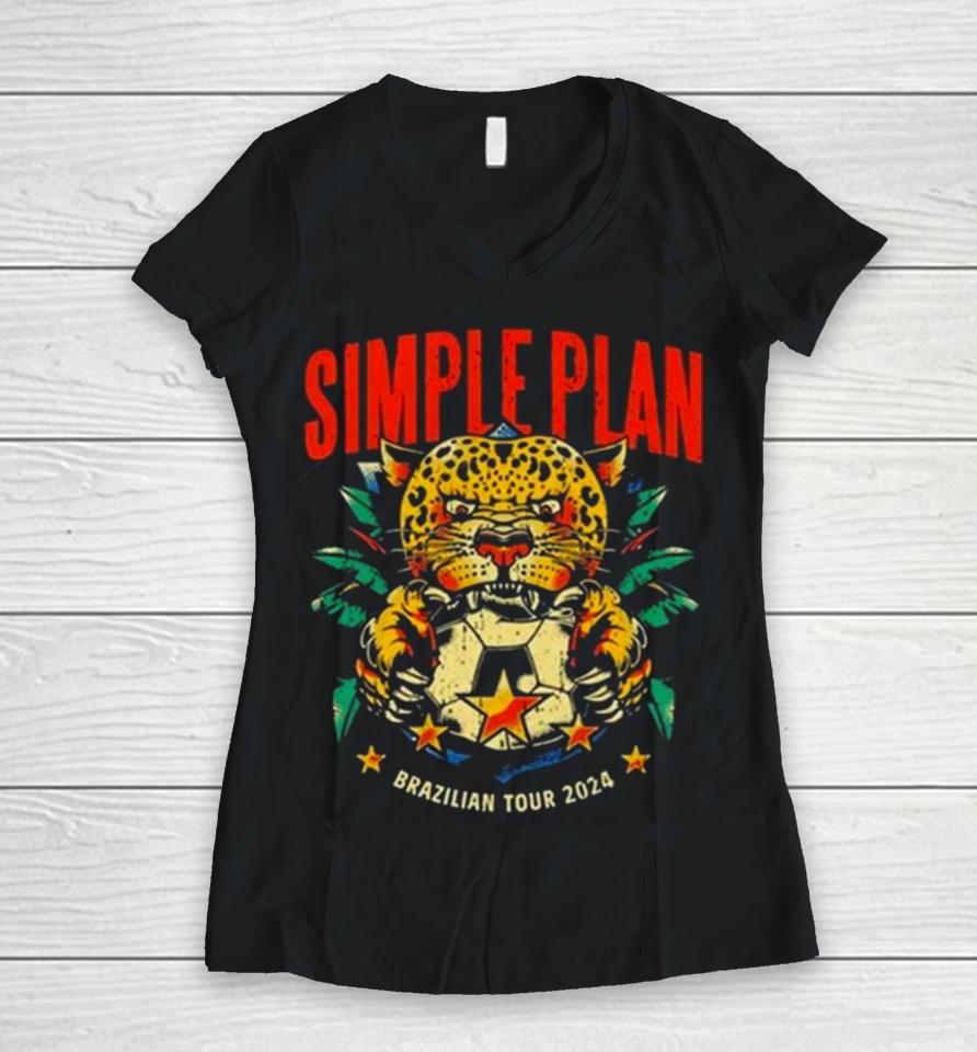 Simple Plan Brazilian Tour 2024 Women V-Neck T-Shirt