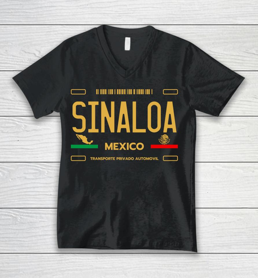 Sinaloa Mexico License Plate Aesthetic Sinaloa Unisex V-Neck T-Shirt
