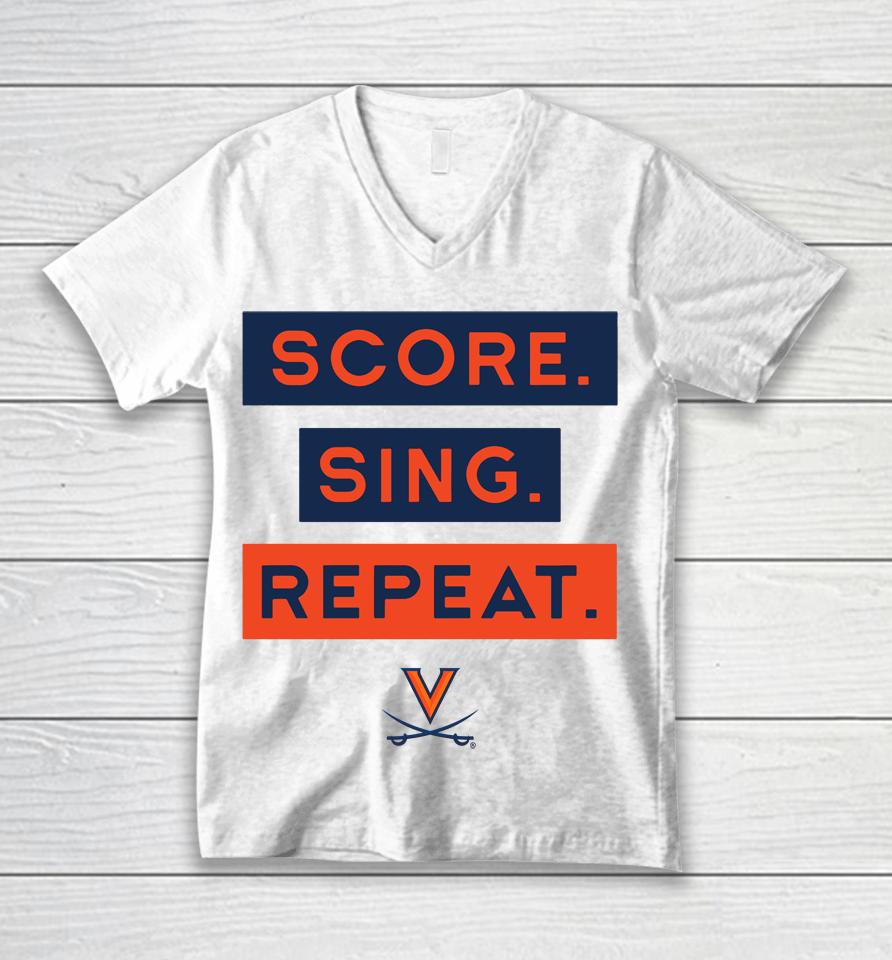 Sing Score Repeat Gray Uva Book Stores Unisex V-Neck T-Shirt