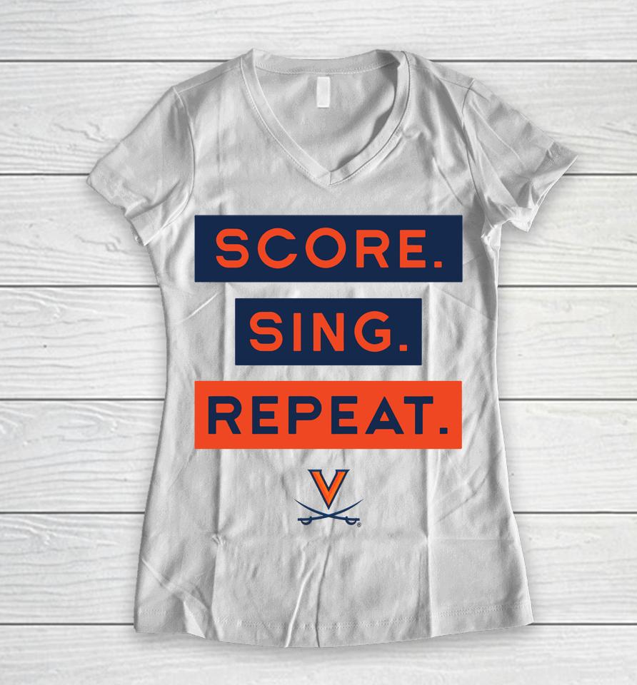 Sing Score Repeat Gray Uva Book Stores Women V-Neck T-Shirt
