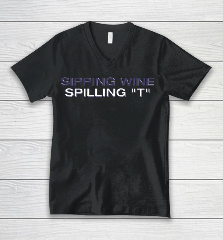 Sipping Wine Spilling Unisex V-Neck T-Shirt