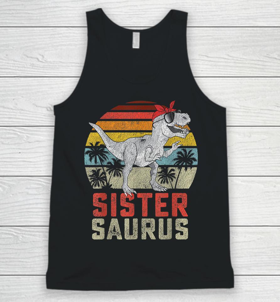 Sistersaurus T Rex Dinosaur Sister Saurus Family Matching Unisex Tank Top