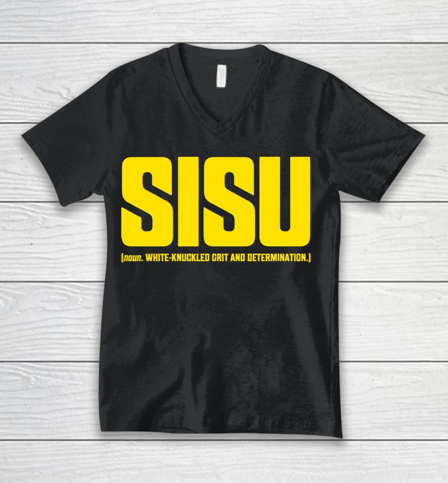Sisu White-Knuckled Grit And Determination Unisex V-Neck T-Shirt