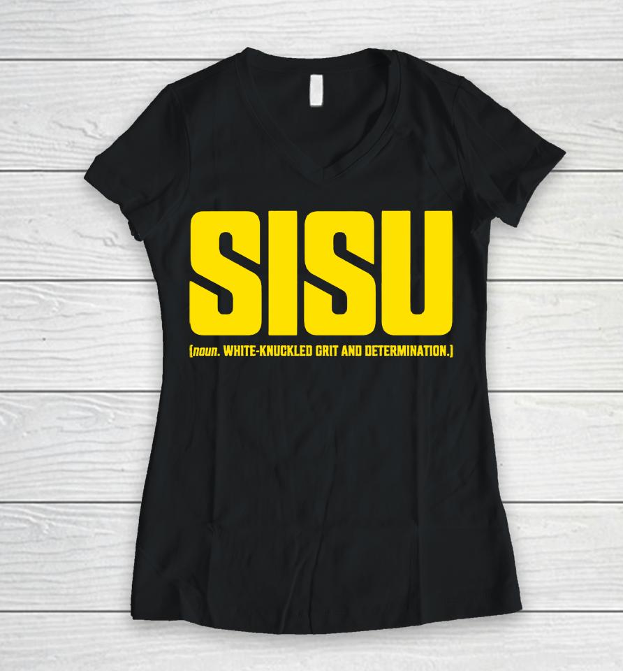 Sisu White-Knuckled Grit And Determination Women V-Neck T-Shirt