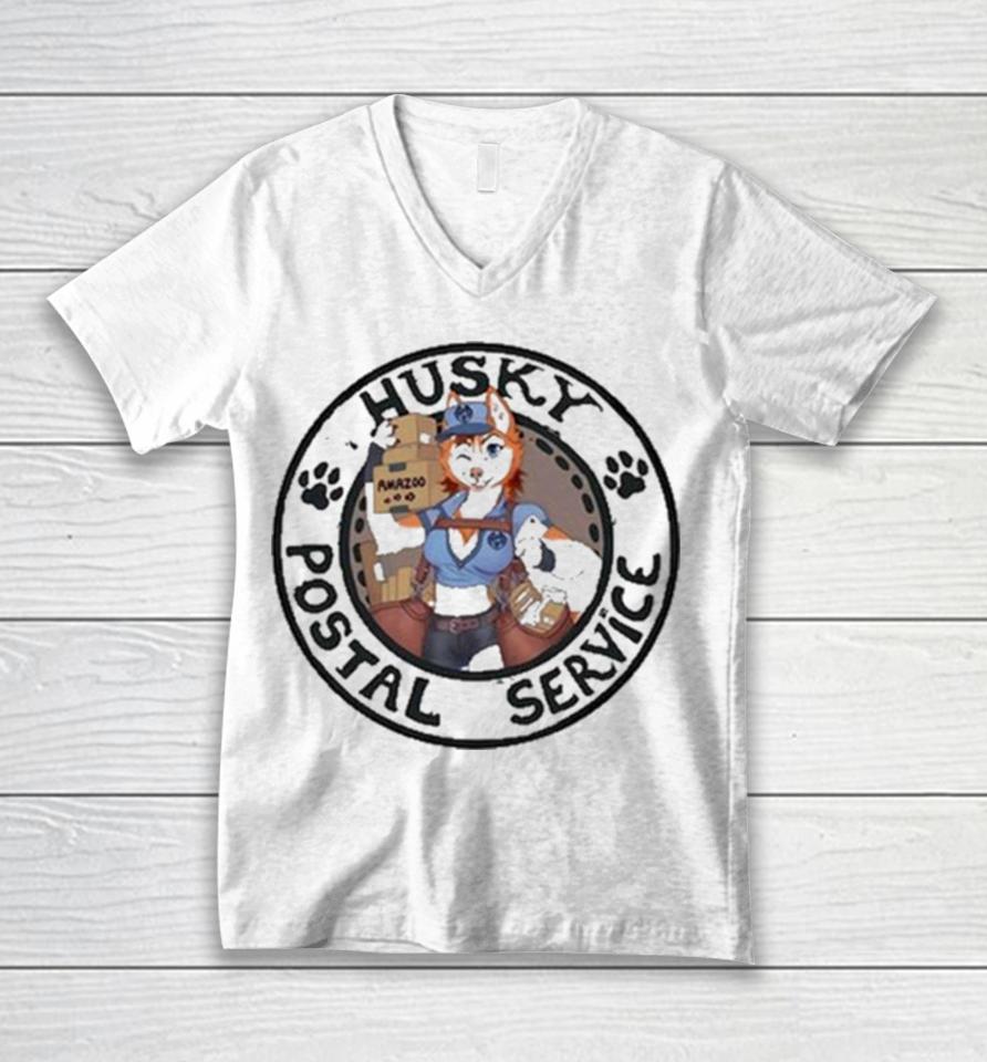 Sixthleafclover Merch Husky Postal Service Unisex V-Neck T-Shirt