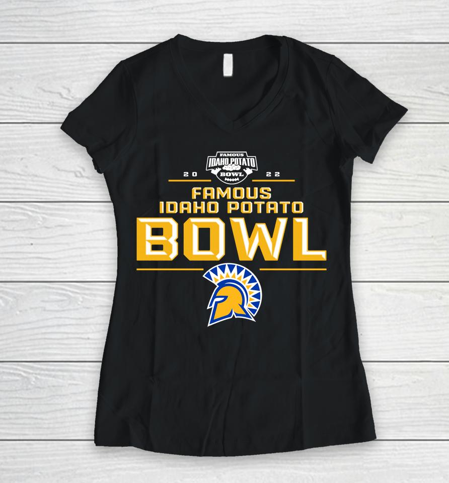 Sjsu Jose State 2022 Famous Idaho Potato Bowl Playoff Women V-Neck T-Shirt