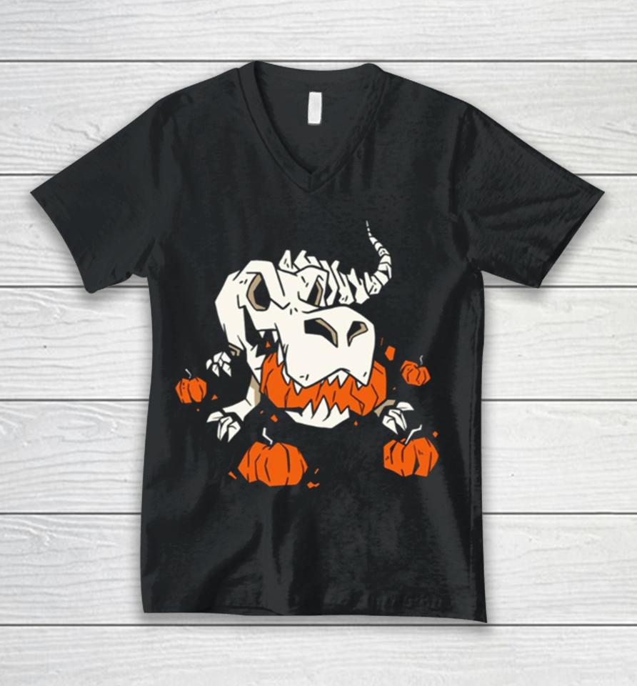 Skeleton Dinosaur Halloween Unisex V-Neck T-Shirt