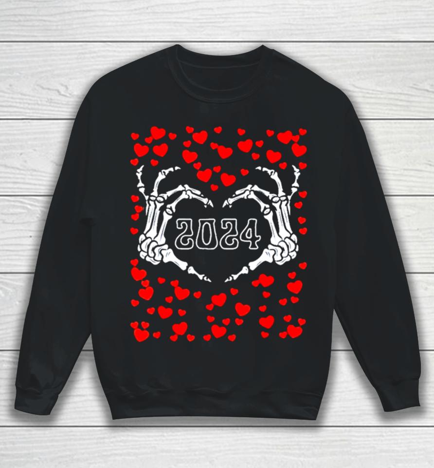 Skeleton Hand Heart Valentines Day Funny 2024 Heart’s Sweatshirt