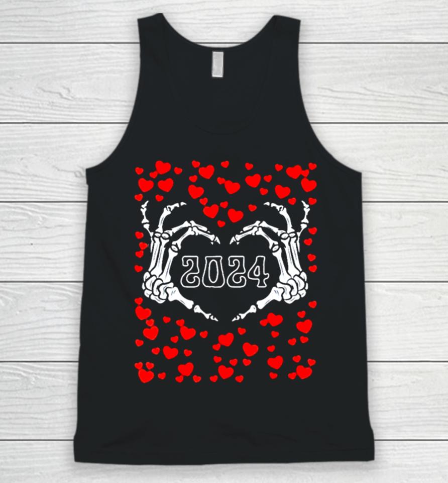 Skeleton Hand Heart Valentines Day Funny 2024 Heart’s Unisex Tank Top