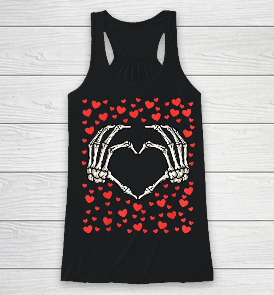 Skeleton Hand Red Heart Valentines Day Bones Love Birthday Racerback Tank