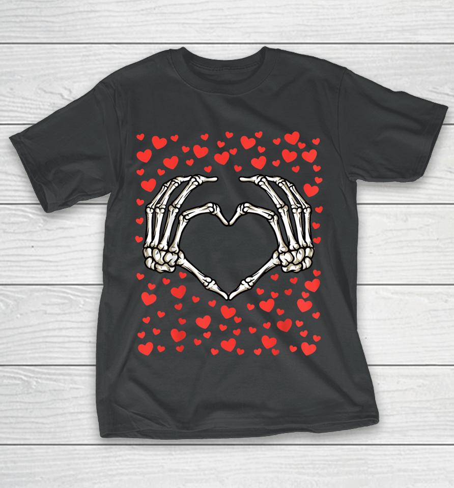 Skeleton Hand Red Heart Valentines Day Bones Love Birthday T-Shirt