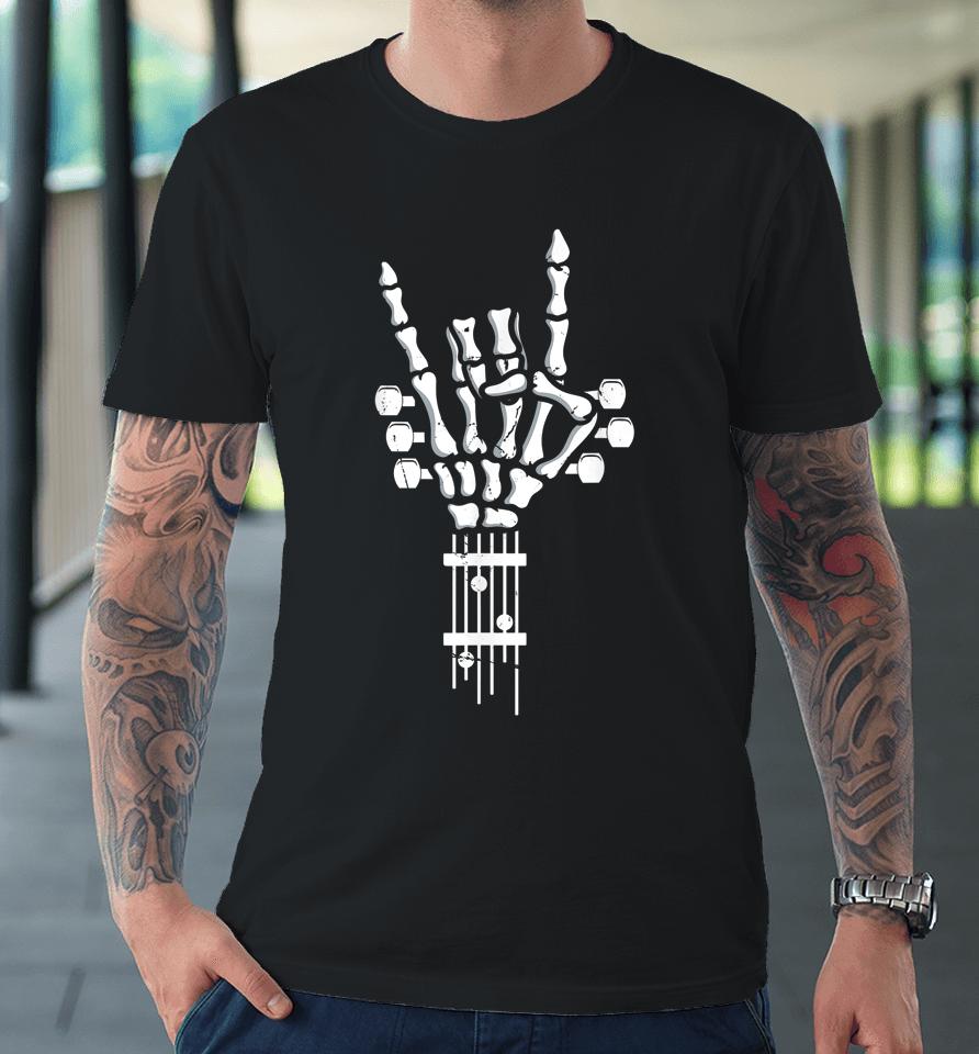 Skeleton Hand Rock Guitar Punk Bass Premium T-Shirt