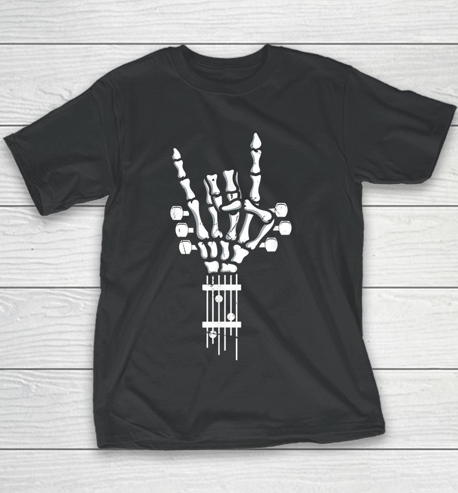 Skeleton Hand Rock Guitar Punk Bass Youth T-Shirt